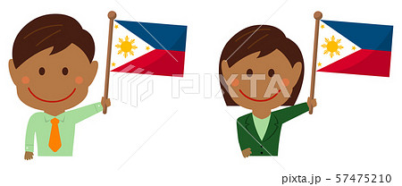 人種と国旗 ビジネスマン 会社員 男性 女性 上半身イラスト フィリピンのイラスト素材