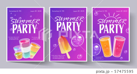 Summer party poster template set. Invitation flyer Summer party poster template set. Invitation flyer 57475595