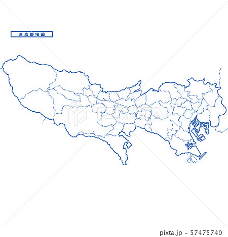 東京都地図 シンプル白地図 市区町村のイラスト素材