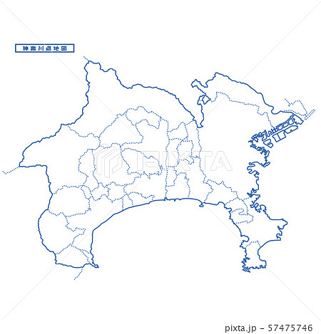 神奈川県地図 シンプル白地図 市区町村