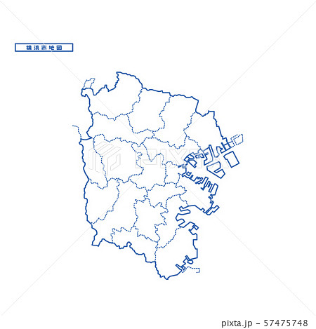 横浜市地図 シンプル白地図 市区町村のイラスト素材