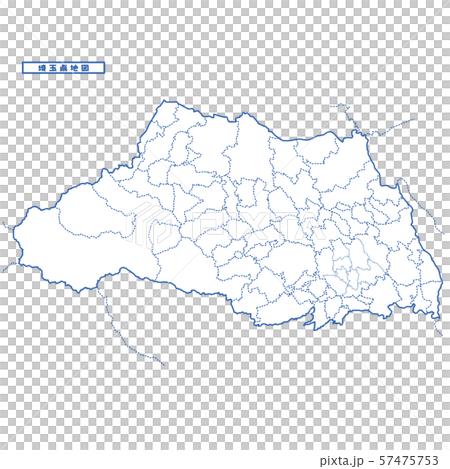 埼玉県地図 シンプル白地図 市区町村のイラスト素材