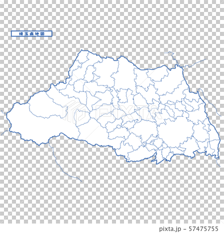 埼玉県地図 シンプル白地図 市区町村のイラスト素材