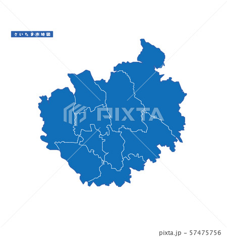 さいたま市地図 シンプル青 市区町村 57475756