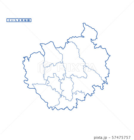 さいたま市地図 シンプル白地図 市区町村 57475757