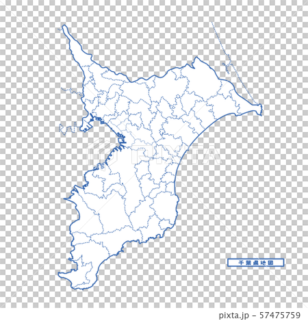 千葉県地図 シンプル白地図 市区町村のイラスト素材