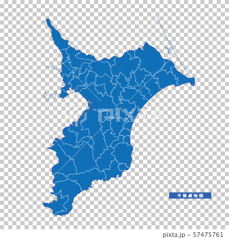千葉県地図 シンプル青 市区町村 57475761