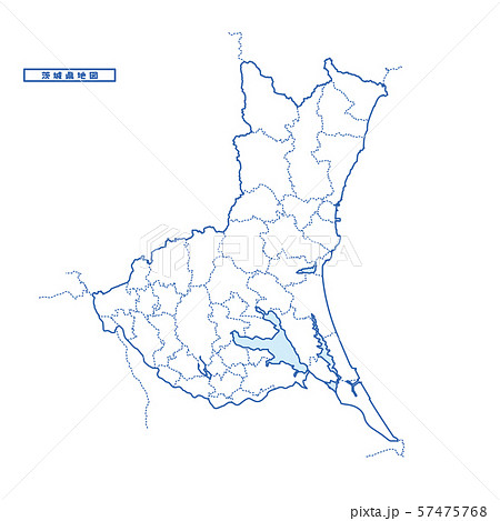 茨城県地図 シンプル白地図 市区町村のイラスト素材