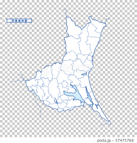 茨城県地図 シンプル白地図 市区町村のイラスト素材