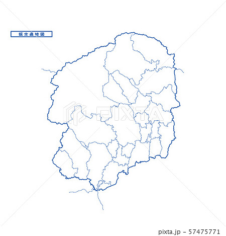 栃木県地図 シンプル白地図 市区町村のイラスト素材