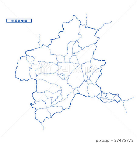 群馬県地図 シンプル白地図 市区町村のイラスト素材
