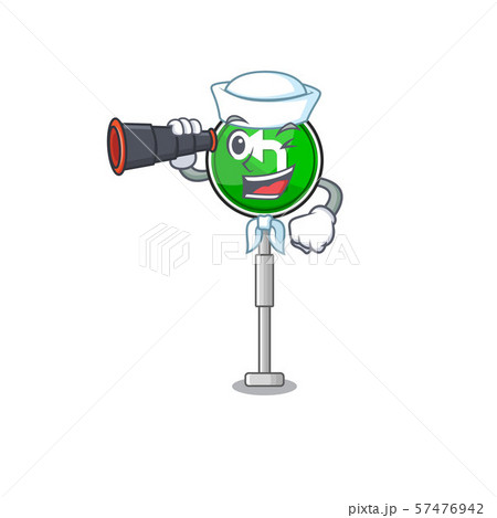 Sailor with binocular turn left character shaped with mascot Sailor with binocular turn left character shaped with mascot 57476942