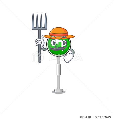 Farmer turn left isolated with the cartoon 57477089