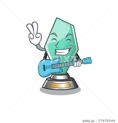 With guitar acrylic trophy mascot on a cartoon 57478544