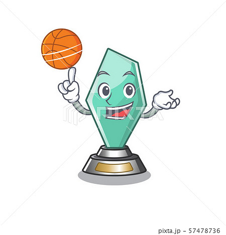With basketball acrylic trophy cartoon shaped on character 57478736