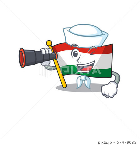 Sailor with binocular flag hungary isolated with the cartoon 57479035