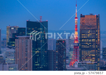 《東京都》東京の夜景・ブルーアワー 57479657