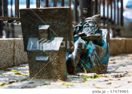 dwarf gnome with TV sculpture, Wroclaw, Poland 57479965