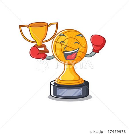 Boxing winner basketball trophy above wooden table character Boxing winner basketball trophy above wooden table character 57479978