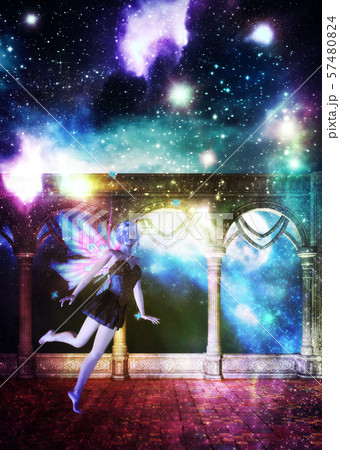 Ancient hall and starry fairy 57480824