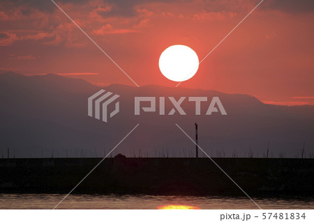 大牟田市 三池港 夕日、 大牟田市 三池港 夕日、 57481834