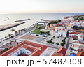Aerial drone view of central part and marina of Lagos, Algarve, Portugal at morning 57482308