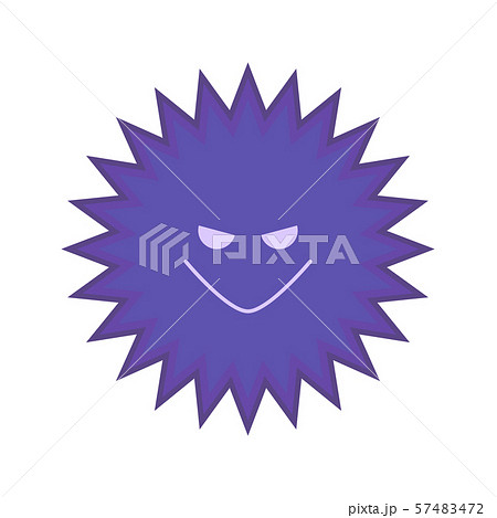 いたずらそうな表情の紫色のかわいいばい菌のイラストのイラスト素材