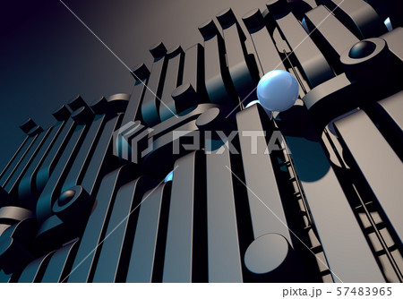 Abstract background with black square pipes and shiny metal ball. 3D illustration Abstract background with black square pipes and shiny metal ball. 3D illustration 57483965