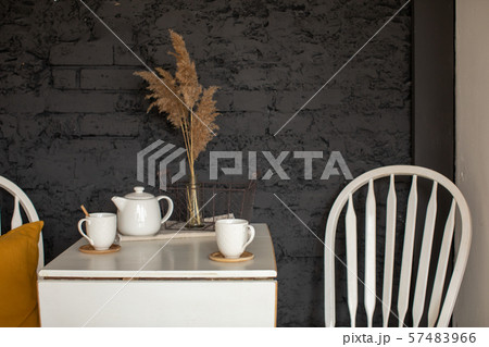 Kitchen interior with table and chair Kitchen interior with table and chair 57483966