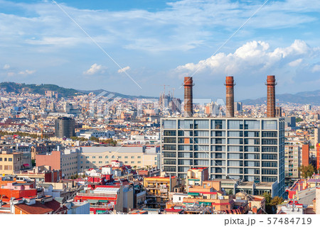 Panoramic aerial view of Barcelona, Catalonia, Panoramic aerial view of Barcelona, Catalonia, 57484719