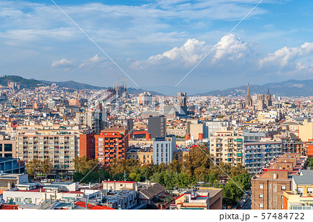 Panoramic aerial view of Barcelona, Catalonia, 57484722