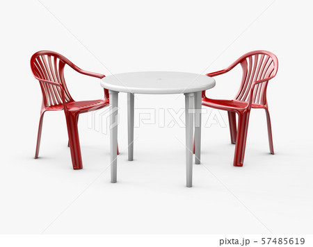 white plastic table chairs