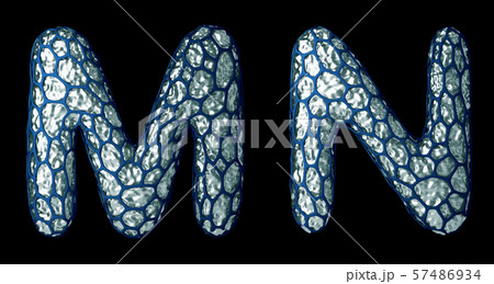 Realistic 3D letter set M, N made of silver shining metal . Realistic 3D letter set M, N made of silver shining metal . 57486934