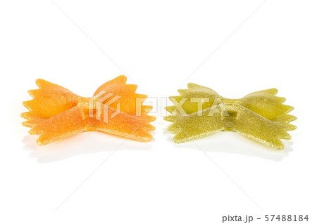 Raw farfalle tricolore isolated on white Raw farfalle tricolore isolated on white 57488184
