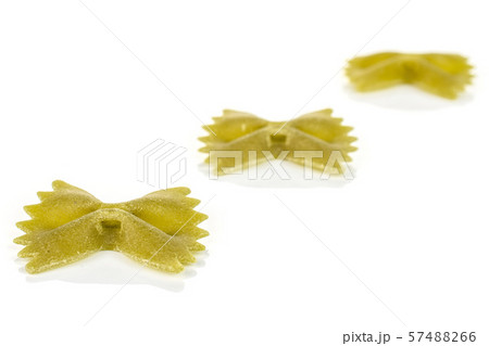 Raw farfalle tricolore isolated on white 57488266