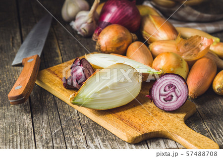 Halved fresh onions 57488708