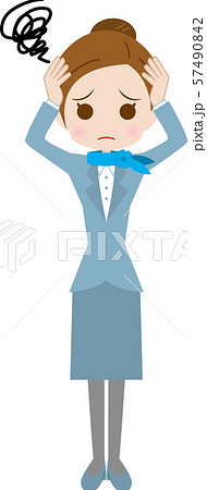 頭を抱えるスチュワーデス 頭を抱えるスチュワーデス 57490842