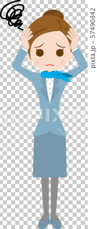 頭を抱えるスチュワーデス 頭を抱えるスチュワーデス 57490842