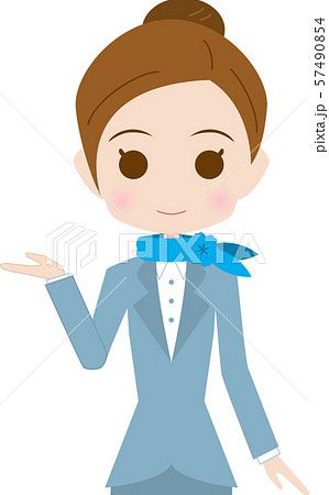 案内するスチュワーデス　上半身 57490854