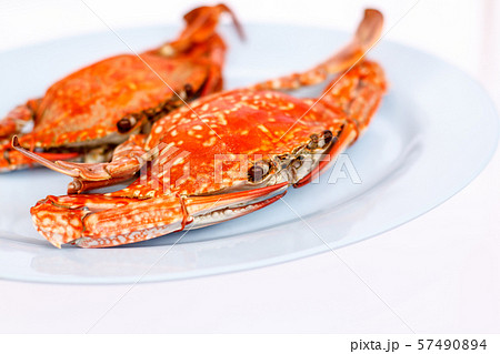 Steamed crab on white background 57490894