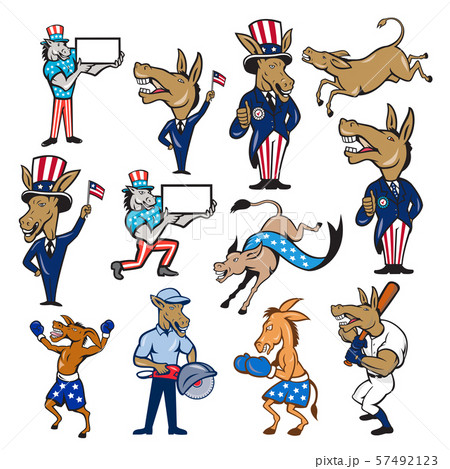 Donkey Mascot Cartoon Set Donkey Mascot Cartoon Set 57492123