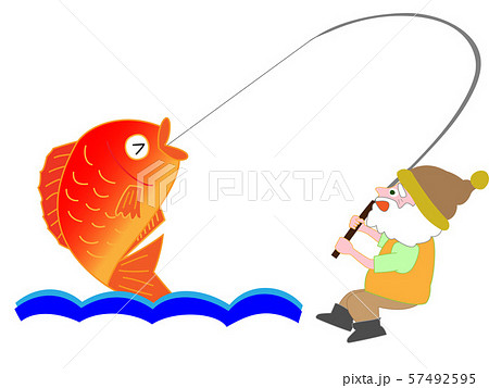 一本釣りの漁民のイラスト素材