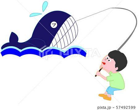 釣りをする子供のイラスト素材