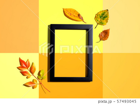 Autumn leaves with blank photo frame 57493045