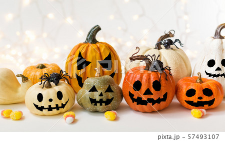 Halloween pumpkins with spider 57493107