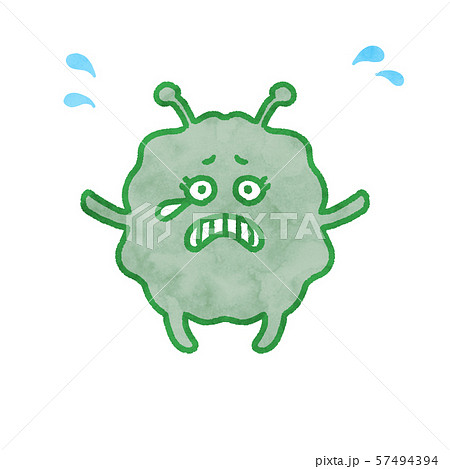 困る緑のカビ キャラクターイラストのイラスト素材