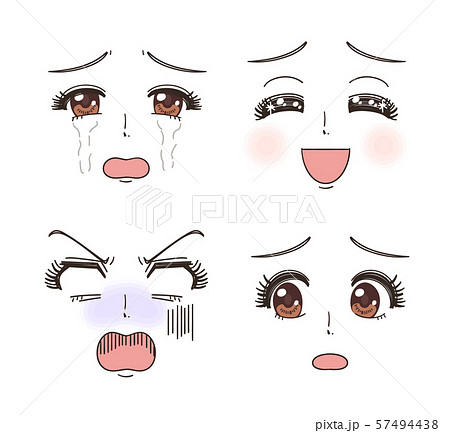 少女漫画 顔 表情 セットのイラスト素材