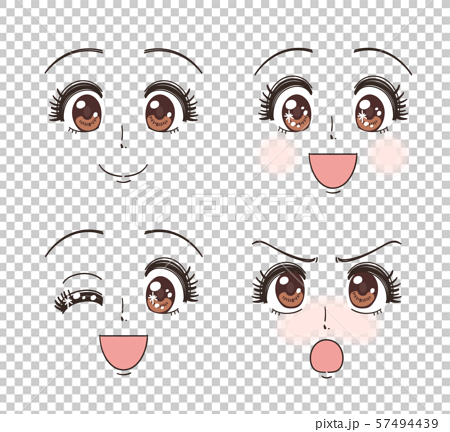 Girl cartoon face expression set - Stock Illustration [57494439] - PIXTA