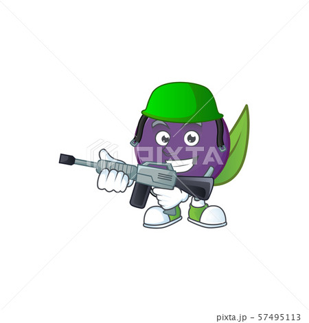 Army acai berries cartoon on white background 57495113
