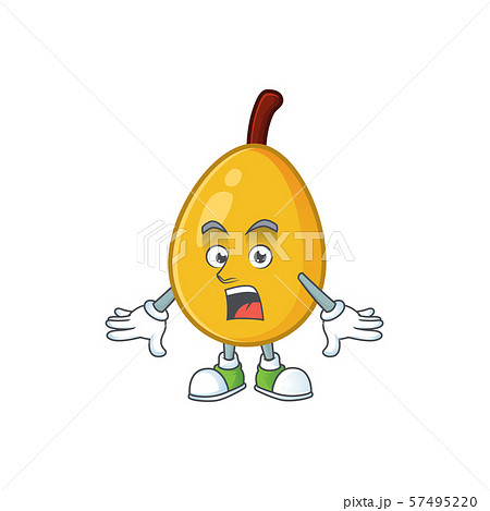 Surprised loquat cartoon mascot for diet food. Surprised loquat cartoon mascot for diet food. 57495220
